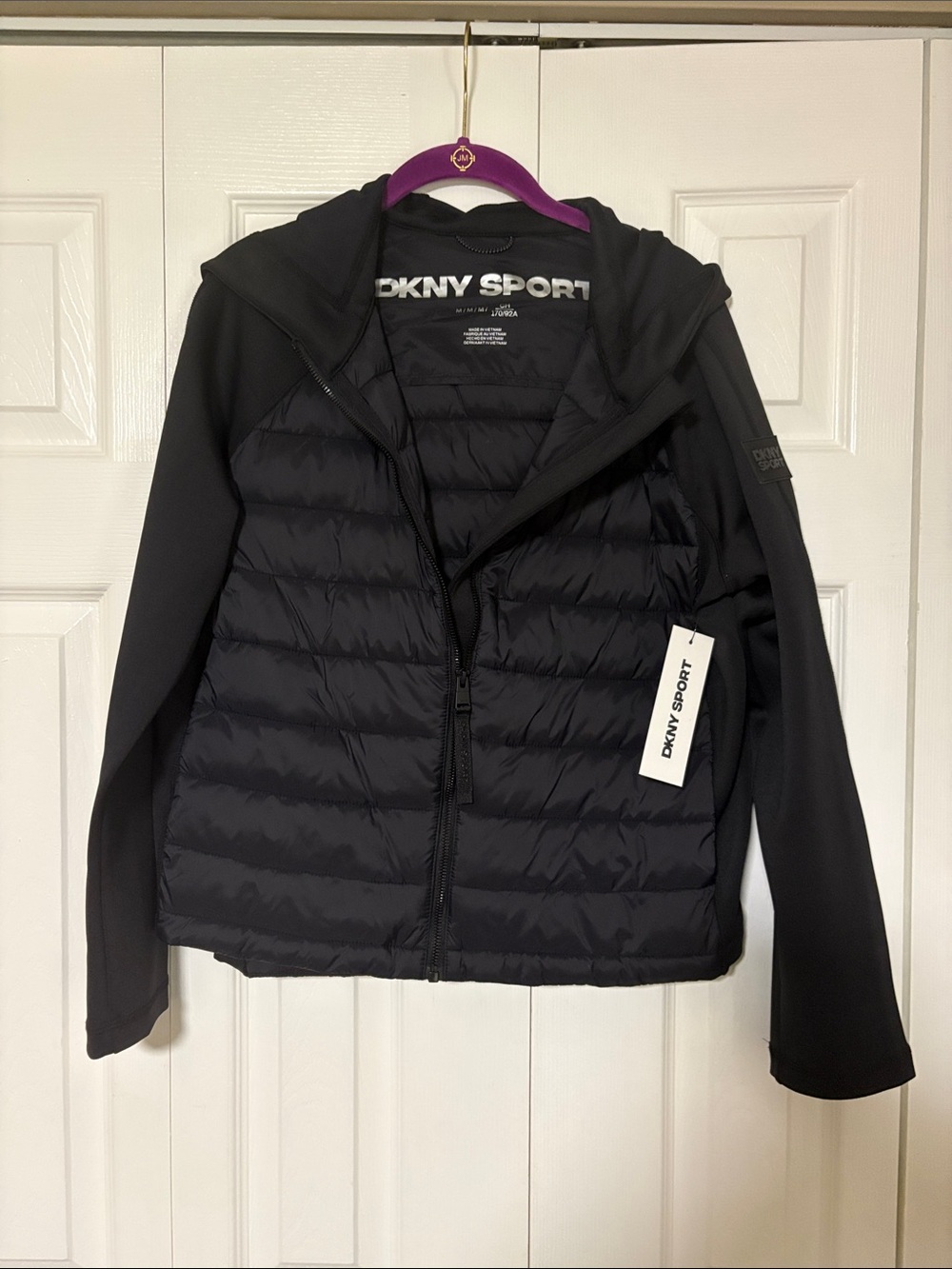 DKNY Sport Women's Black Quilted Hooded Puffer Jacket